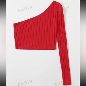 NWOT SHEIN One Shoulder Rib Knit Crop Top
